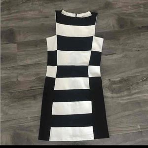 RED Saks Fifth Avenue Dress Black White Knee Length Office Career Cocktail